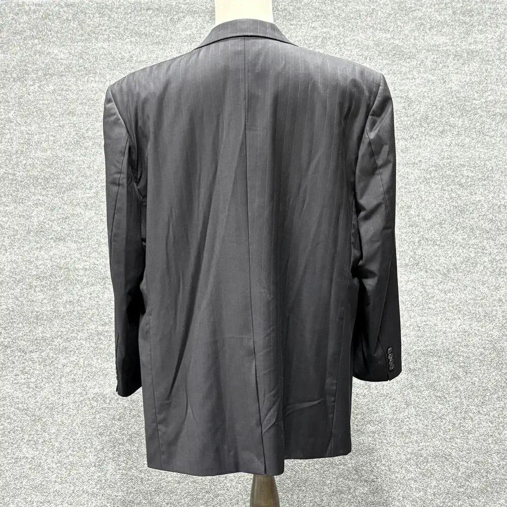 Hong Kong Grand Custom Clothes Blazer Mens 48 Charcoal Pinstripe 2 Button